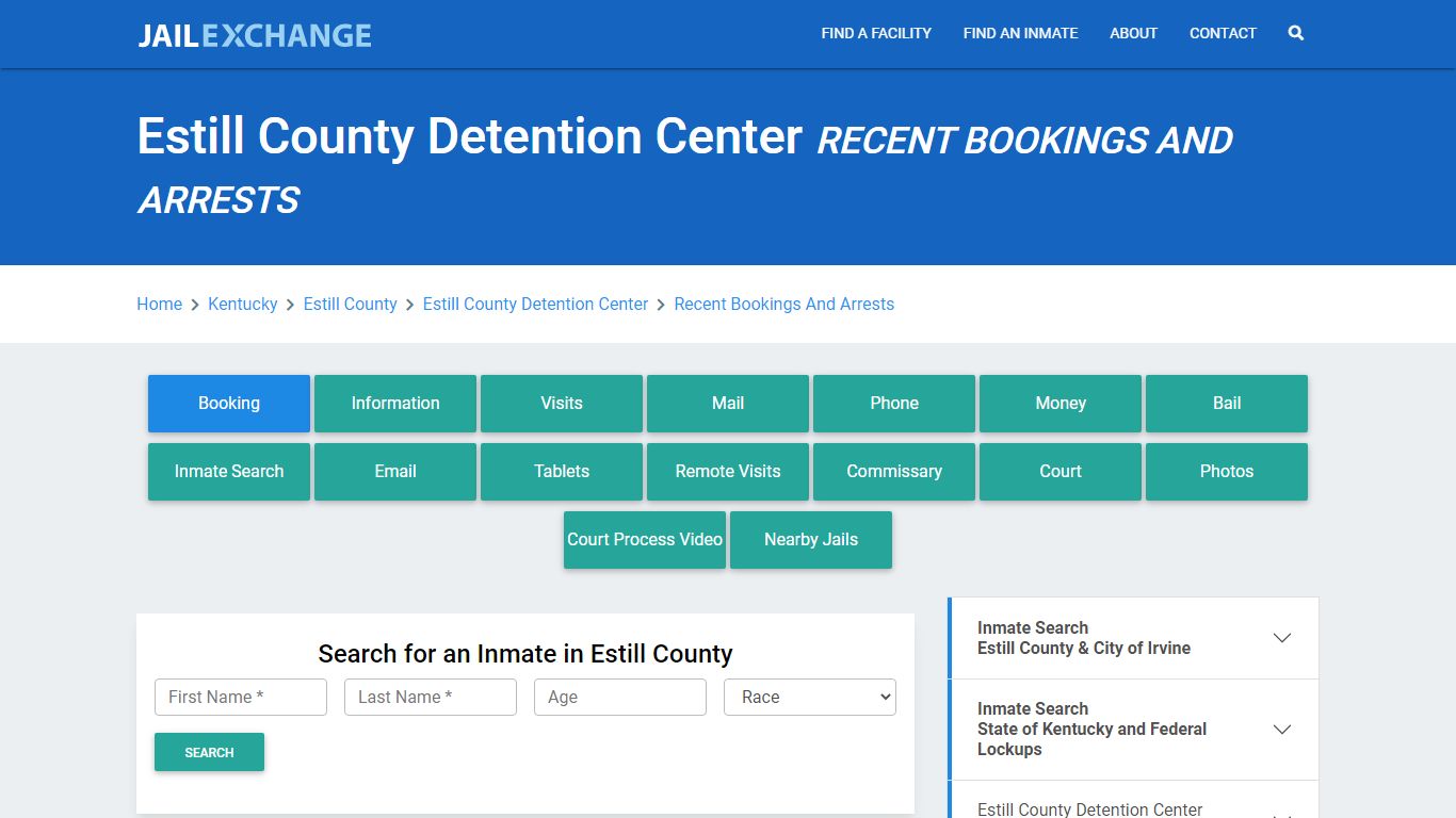 Estill County Detention Center Recent Bookings And Arrests - Jail Exchange