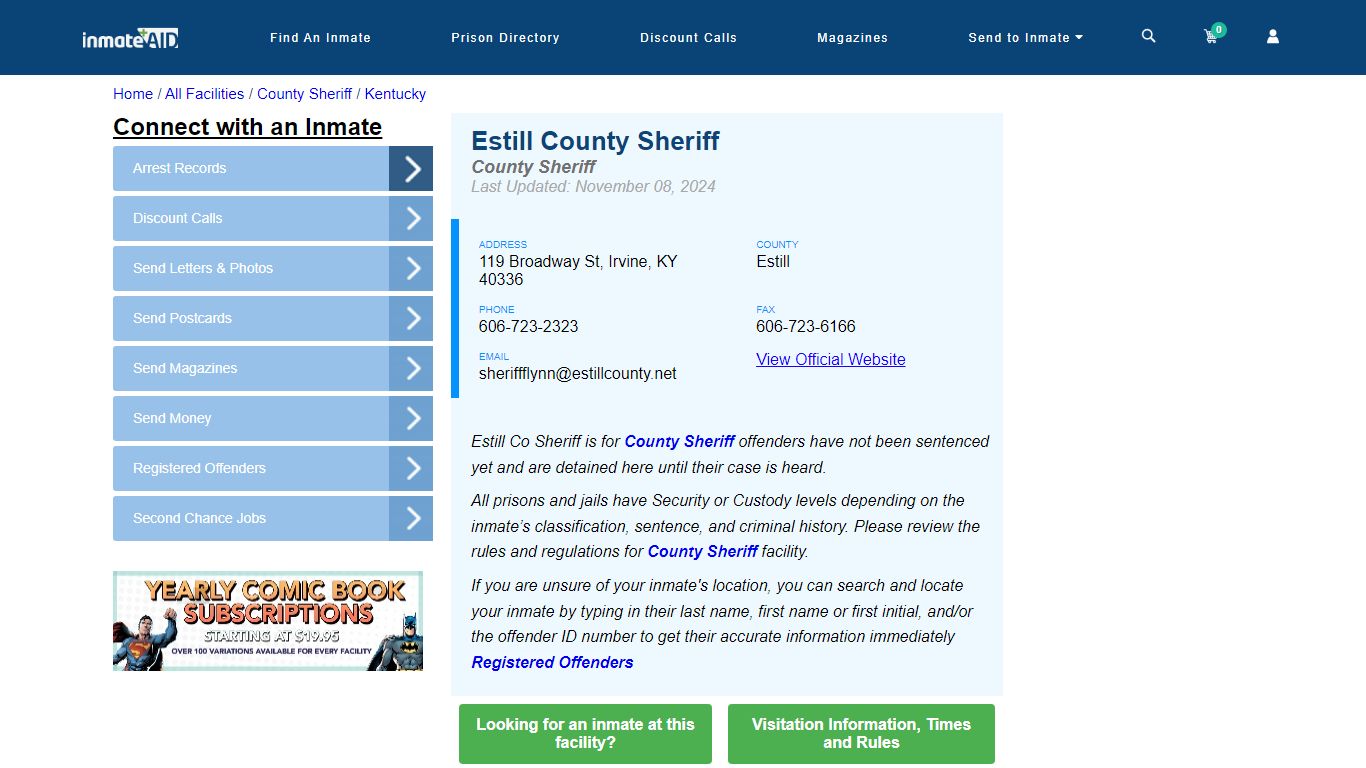 Estill County Sheriff - Arrests Warrants - InmateAid