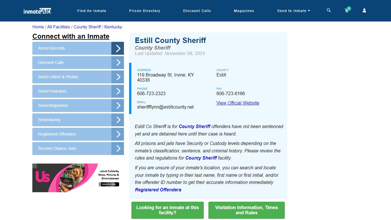 Estill County Jail - Inmate Locator